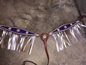 A customized breast collar from Rhinestone Cowgirl.